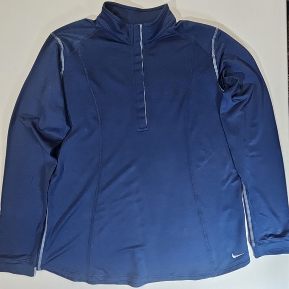 Nike Womens Pullover Size Large Blue Mock Neck Golf Ready Activewear Performance - Picture 1 of 8